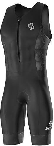 SLS3 Triathlon-Anzug für Herren - Langlebiger FRT Tri-Anzug - Ärmelloser Trisuit - Leichter Triathlon-Rennanzug (Mitternachtsschwarz, S)