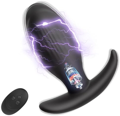 SXOVO Analplug Sexspielzeug 7 Elektroschock Modi + 7 Vibration Modi Buttplug Silikon Anal Plug zur Prostata Stimulation und G-Punkt Massage Analvibratoren Sex Toy für Männer Frauen Extrem Sex