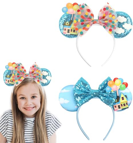 2 Stück Maus Ohren Haarreif, Glitzernde Maus Ohren Haarreif, Ohren Maus Glitter Schmetterling Haarband, Maskeradezubehör für Erwachsene