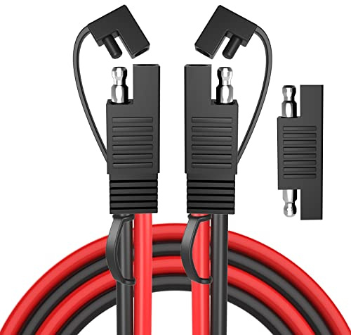 Cleqee Cavo di prolunga SAE 10 AWG, 3 m, a disconnessione rapida, connettore SAE con adattatore inverso di polarità per automobili, pannelli solari, moto, auto, trattori
