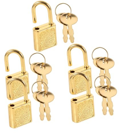 Vaguelly 5 Sets Small Pirate Treasure Chest Padlocks Keys Metal Box Latches Vintage Style Decorative Locks for Wooden Boxes Jewelry Cabinets Accessories