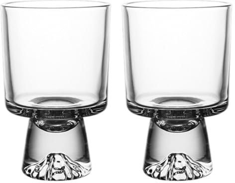 Boxonly Handgefertigte Dessertschalen aus Glas mit Fuß – klare Gläser mit einzigartigem Berg-Design, 201–300 ml Fassungsvermögen, ideal für Parfaits und Obst (2er-Set)