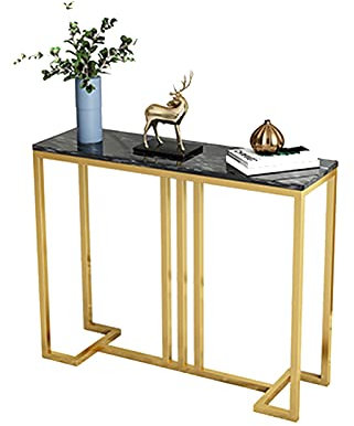 Moderner Konsolentisch aus Metall mit Marmorplatte für Wohnzimmer Wandtisch mit Ablage für Schlafzimmer schmaler Sofatisch für Balkon Stilvolles Möbelstück für Wohnkultur