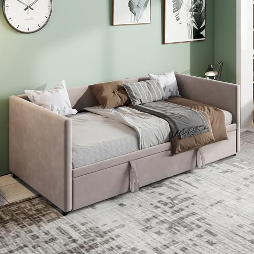 DADEA Letto Divano con Letto Estraibile, letto Divano Matrimoniale 180 X 200 per divano LETTO convertibile a 2 posti, Sofa Bed, Facile da montare, 90× 200cm, Velluto, Grigio