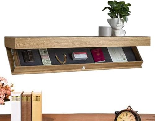 Coffre-fort Flottant Dissimulé For Armes À Feu, Étagère Design Avec Compartiment Secret, Solution De Rangement Murale, Boîte De Rangement Compacte Pour Le Salon Ou Le Bureau