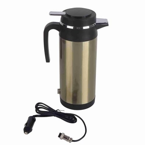 Ldafava 1200ml 12V 24V Edelstahl Elektrokessel für Autoheizwasserflasche, Reise und Camping, mit doppelter Isolation, portabel und sicher