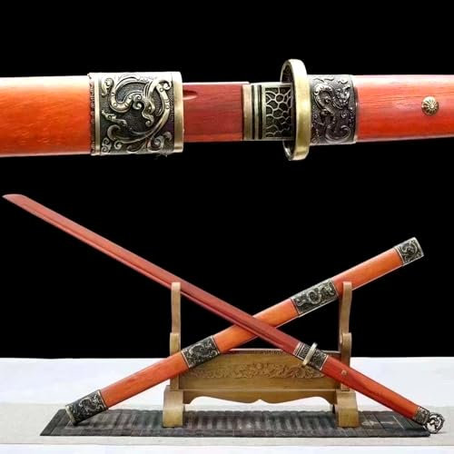 HJHUUA Spada Tang in Legno da 108 cm,Katana in Mogano Naturale,bokken Fatto a Mano per Regalo,Collezione,Esposizione,Cosplay,Oggetti di Scena,Allenamento