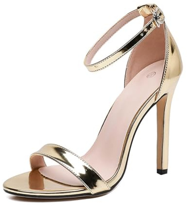Minetom Damen Sandaletten High Heels Stiletto Offene Zehe Sandalen Elegant Hochzeit Abend Party Braut Schuhe A Gold 45 EU