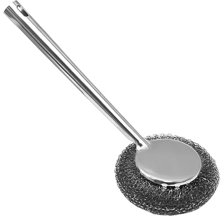 Raypontia 2 Stück Stahlschwamm Mit Griff - 25,5 Cm Stahlwolle Scrubber Mit Kurzer Griff, Stahlwolle, Topfreiniger Mit Stahlwolle, Ür Hausküchen Badezimmer