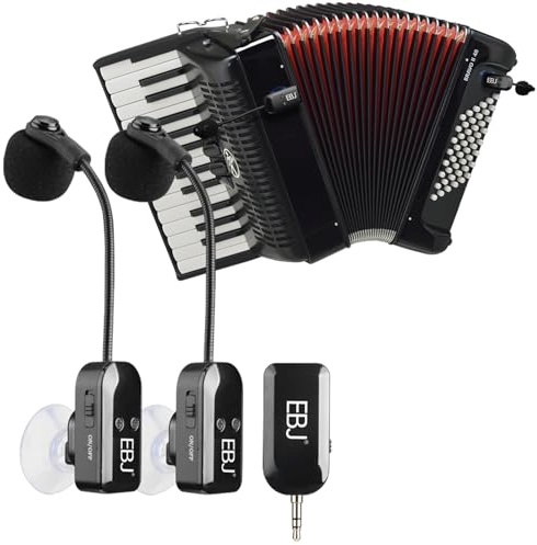 EBJ 2,4 G Instrumenten-Mikrofonempfänger mit abnehmbarem Saugnapf für Gitarre, Violine, Cello, Akkordeon-Lautsprecher, Tonabnehmer, Bühnenleistung, Live-Rauschunterdrückung, Mikrofon, 30,5 m