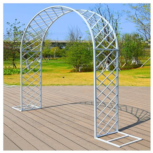 Arco de jardín grande y resistente para plantas trepadoras, enrejado de fácil montaje para bodas y decoración de invernadero, blanco, 71.8 x 15.75 x 86.7 pulgadas, estructura duradera para exteriores