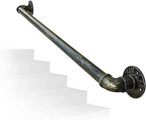 KAnduo Barandilla de Escalera Antideslizante de Metal de Bronce for Interiores y Exteriores Vintage, barandilla de Agarre Antideslizante Pasamanos para Escaleras(120cm)