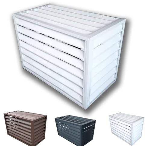 OPOLDBDMAC Funda Aire Acondicionado Exterior De Aluminio, Protector Aire Acondicionado Exterior, Contraventanas Para Estantes De Flores, Cubierta Rejilla Para Aire Acondicionado(White Louver Roof,1.5p