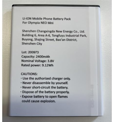Olympia Original Akku/Ersatzakku für Mobiltelefon NEO Mini – Li-Ion 3,8V 2400 mAh – Nicht kompatibel mit dem Modell NEO