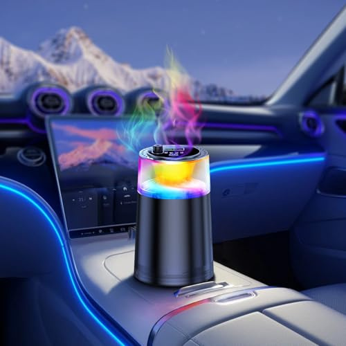 Smart Waterfall Inspired Car Air Freshener Electric Diffuser with 2 French Fragrances, Car Air Freshener Ultrasonic Atomiser, 4 Modes, Rechargeable Battery, Fragrance Lasts 8 Months with Star Top