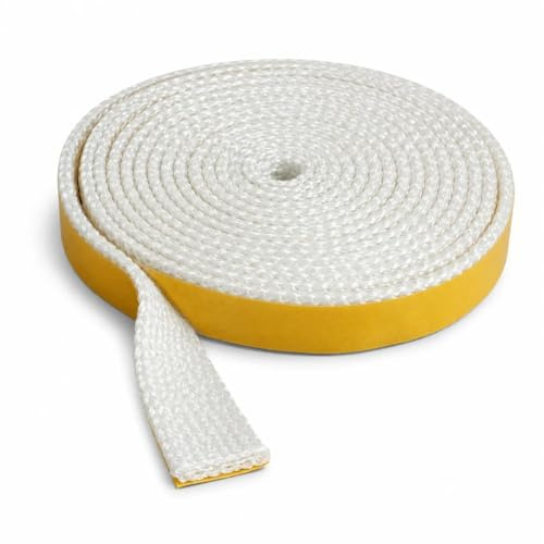 huoanpo Kamin Dichtband Selbstklebend 3mm x 10mm x 3m, Glasfaser | Glasfaser, selbstklebendes Ofendichtband, 3mm x 10mm x 3m, bis 600°C, für Kaminofen, Ofenrohr und Kamintür