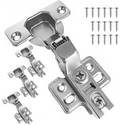 Charnières amorties pour meubles de cuisine en acier inoxydable 304, soft close 110° avec ouverture angulaire, réglables 3D Ø35 mm, lot de 4 pièces avec vis pour placards, portes et bricolage
