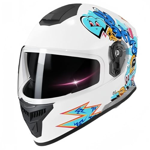 Kid Full Face Motorbike Hel-Mes for Ages 3-12,Dirtbike ATV Bicycle Go-Kart Electric Scooter Hel-Met for Youth Child for Bicycle Moped A2,50-55cm