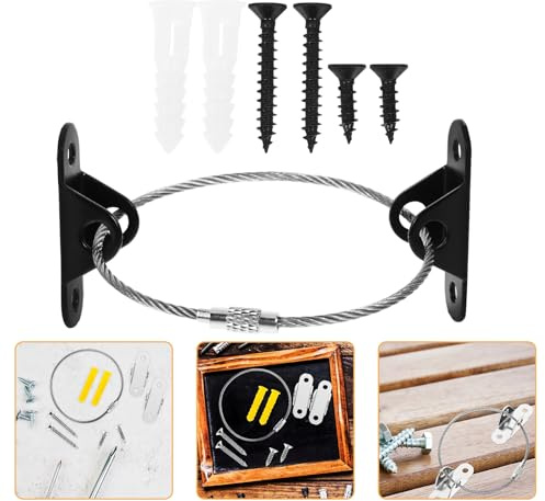Hoement 2 set Ancoraggi Sicurezza Mobili Anti-ribaltamento per Fissaggi Robusti Cinghie Resistenti per Protezione Armadi e Installazione Semplice e Durevole Colore Nero con Accessori