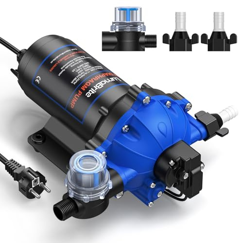 LumaBrite Pompa ad acqua compressa autoadescante AC 220 V, 4,5 GPM 70 PSI, pompa a membrana con pressostato per roulotte per il sistema idrico domestico, irrigazione