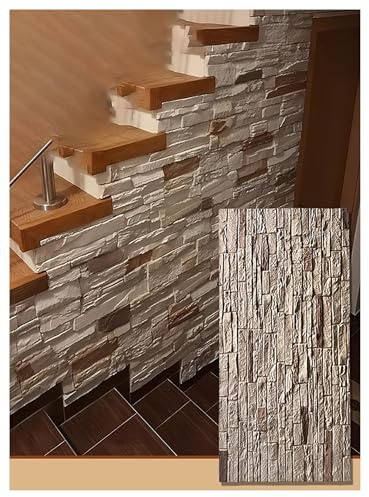 Dekorative 3D-PU-Steinimitationspaneele for den Innen- und Außenbereich, Wandverkleidungen und Akzentwandpaneele aus Kunststein(B,3PCS)
