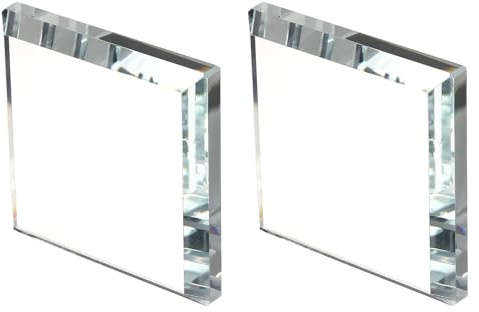 PATIKIL 2 Pcs Clear Glass Paperweight, 2.36 x 2.36 x 0.39 Inch Clear Paperweight Decorative for Home Decoration Reading Photography Daily Office Gifts, Clear(Square)