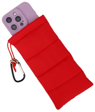 Lyreh Thermal Phone Pouch, Down Cotton Warm Phone Case Cover Bags (Red) | with Buckle Prevents Freezing & Overheating Protector Cellphone Pouch Ideal for Outdoor Camping Hiking Skiing