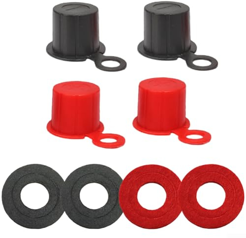 Aprilsunnyzone Set di rondelle in feltro per terminali della batteria per auto, con isolamento e protezione impermeabile contro la ruggine (rosso, nero, nero)