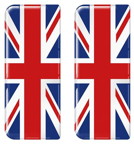 2 x 3D UK JACK Gel Silicone Badge Car Number Plate Self Adhesive Stickers | GB UK Union Jack Flag ForMotorcycle & Car Registration Plate Set