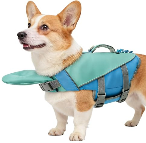 Chaleco de natación para Perro | Ajustable y Desmontable con Reflectante | Chaleco Salvavidas Reflectante para Perros | para Razas pequeñas, Medianas y Grandes, Piscina, Playa, Lago, río,
