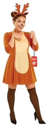 Fun Shack Reh Kostüm Damen, Waldtier Halloween Kostüm Damen, M | Kleid, Geweih-Stirnband & Halsband, Anmutiger Waldtier-Look, Zum Überziehen, Perfekt für Halloween, Ideal zum Verkleiden