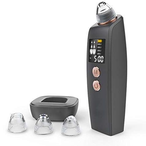 Blackhead Remover Pore Vacuum, XUNATA Upgraded Strong Suction Rechargeable Electric Blackheads Removal Tool Pore Cleaner Zit Popper Comedone Acne Pimple Extractor with LCD Dispaly, Unisex (Black)