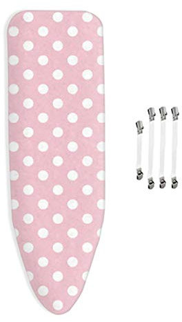 Padwspro Bügelbrettbezug, Ersatzbezug gepolstert, Zugschnur, passend für Bügelbretter 130x45cm, 100% Baumwolle mit 4 Clips, Verschiedene-Größen,Rosa