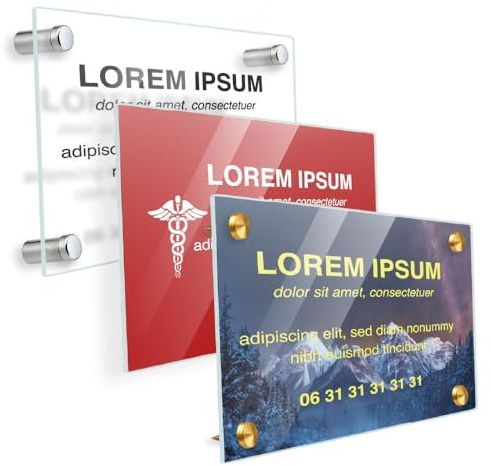 Troglass-Türschild - Bedruckte Platte zum Anpassen - Anpassbare Abmessungen - 13 Farben (Transparent)