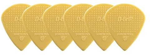 D-Grip Plektrum - Janicek Nylonpicks - Jazz B-mittlere Form - 0,88 mm Creme - 6er Pack - mit rutschfester Struktur-Oberfläche – hergestellt in Tschechien