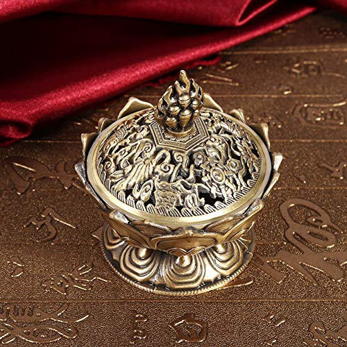 Jadeshay Bruleur Encens, Porte Encens Lotus brûleur d'encens Bol de Brûleur D'encens à Reflux Vintage Décoration de la Maison(Bronze)