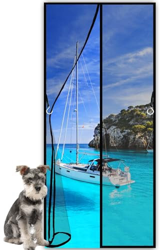 Magnet Fliegengitter Tür Balkontür Fliegengitter Tür Dachfenster Insektenschutz Ohne Bohren für Balkontür Wohnzimmer Terrassentür 90 x 265 cm Schwarz