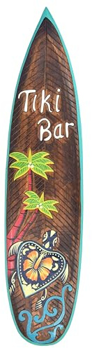 Interlifestyle Deko Tiki Surfboard 100cm mit Tiki Motiv Dekoratives Wandboard für Tiki Bar, Braun