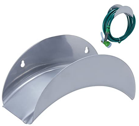 Relaxdays Sostegno Portatubo da Giardino, da Appendere, in Ferro, per Tubi da 30 Metri 1/2, Forma a Sella, Argentato, H x L x P: 13 x 28 x 13 cm ca