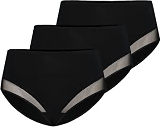 Teyli 3-pack trosor dam bomull för att dölja brister – bikinis och midjetrosor för kvinnor – trosor bomull, svart, XL plus size
