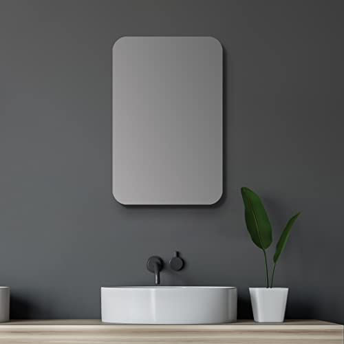 Talos Spegelskåp badrum oval 40 x 60 cm – badrumsspegelskåp med högkvalitativ aluminiumkropp i matt svart och 2 glashyllor