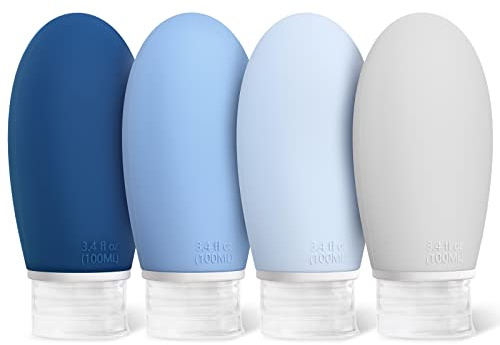 Opret 100ml Silikon Reiseflaschen Set, 4 Stück Auslaufsicher Nachfüllbare | Reisetuben zum Befüllen, Portable Quetschflasche Reise Container für Shampoo Creme Spülung, BPA-frei und TSA-geprüft
