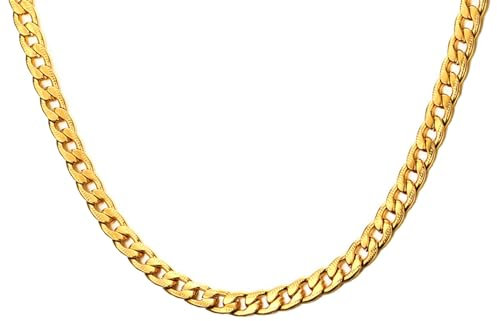 Mesnt Ketten Für Herren, 60CM Männer Ketten 6MM Breite Kandare Kette, Gold