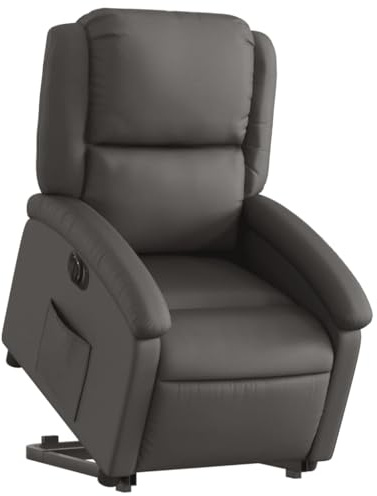 vidaXL Relaxsessel mit Aufstehhilfe Elektrisch Grau Echtleder