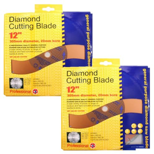 Diamond Cutting Saw Blade Multitool Cutter for Brick Stone Tiles Concrete Dry Wet Angle Grinder Metal Disc 12/305mm Gold Professional x 2 with Welari Thank You Card (2pack)