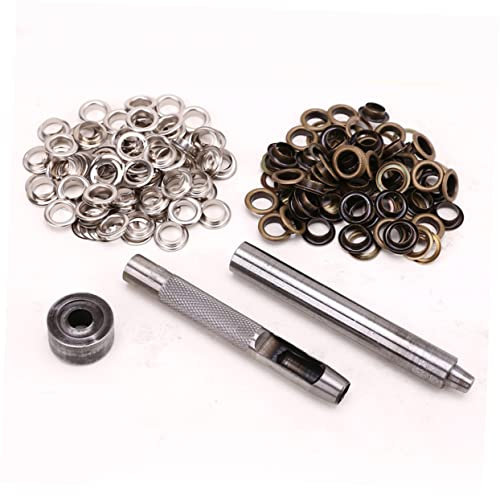 TEHAUX 100set Eyelet Button Set for Shoes Clothes Crafts Use Sturdy Brass Grommets Inner Diameter for Fastening and DIY Projects