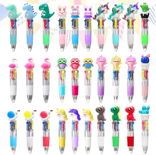VICHOS 30 Stück Mehrfarben Retractable Versenkbare Kugelschreiber Set, Gastgeschenk für Mitgebsel Kindergeburtstag 5 6 7 8 9 10 Jahre, Give Aways Kindergeburtstag Gastgeschenke für Kinder