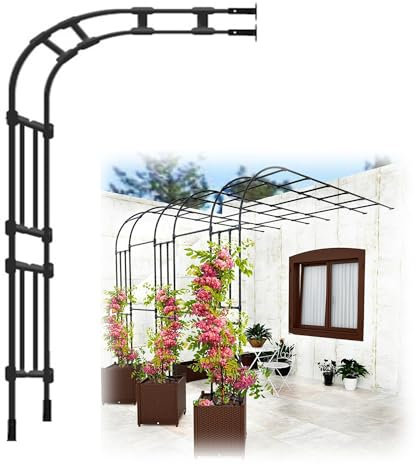 Stahl-Garten-Halbbogen Für Verschiedene Kletterpflanzen, Gartenlauben Und -spaliere, Clematis, Blumen, Obst, Gemüse, Halbbogen An Der Wand, Einfach Zu Montieren(Black,120X240X45cm)