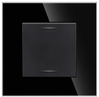 JIMEIDA Lichtschalter Unterputz Glas Platte Schwarz 1 Fach 2 Weg Taste Schalter Wandschalter Kristall Kippschalter 10 Amp,250 V