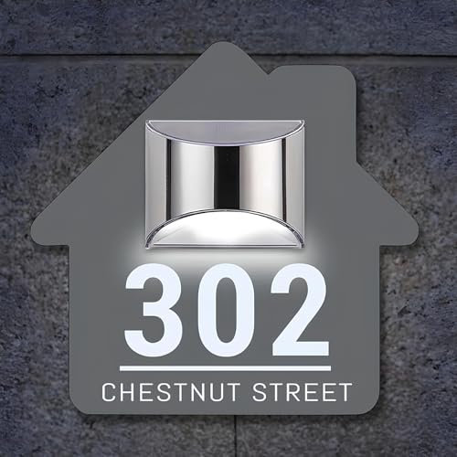 BeNsil Numero Civico Esterno Personalizzato, Personalizzabile con LED Solare,Retroilluminata,Numeri Civici,Indirizzo,Numero Civico Esterno Moderno